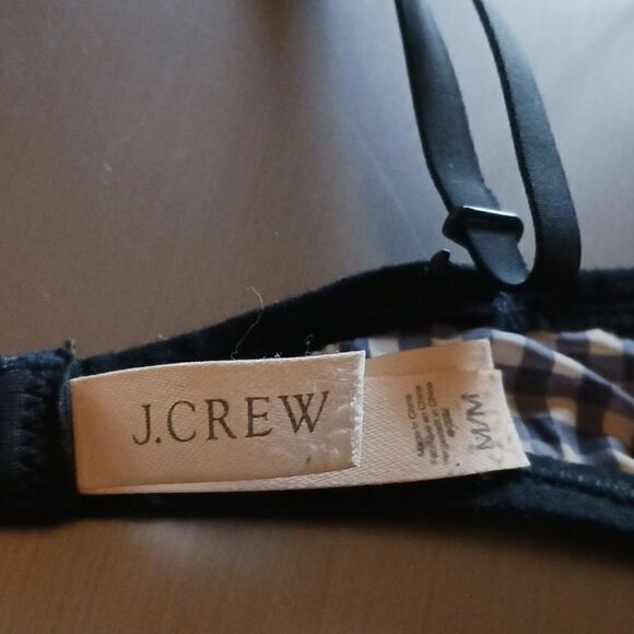 J CREW Microfiber Gingham Bra Navy Size Medium - Picture 5 of 5